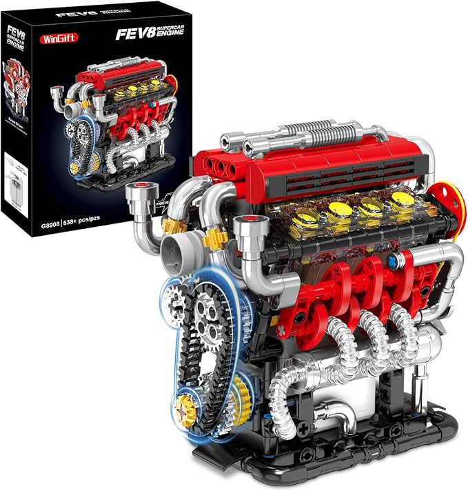 WINGIFT V8 Engine Building Set, V8 Engine Model kit That Run, Build Your Own by VisittheWinGift