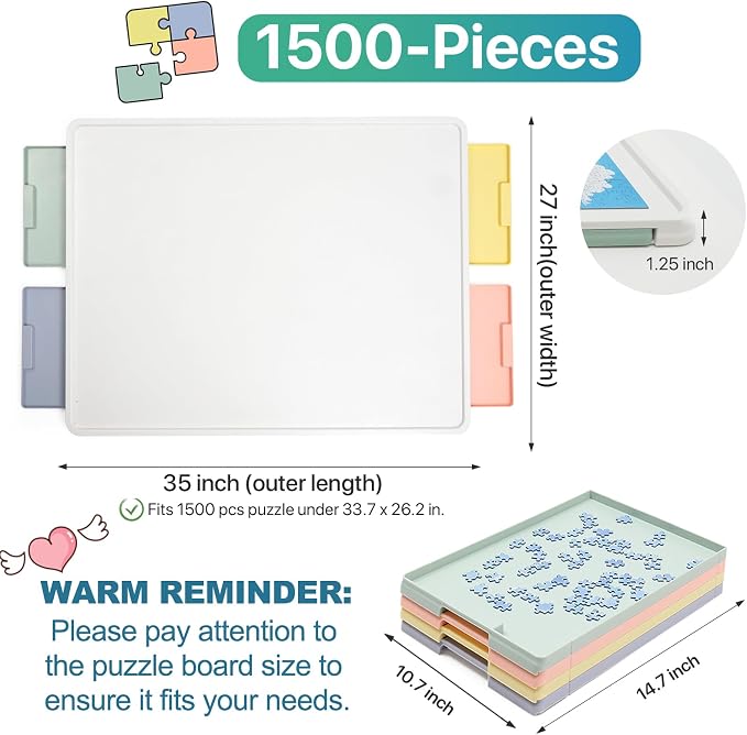 Playboda 1500 Pieces Rotating Plastic Puzzle Board - Image 2