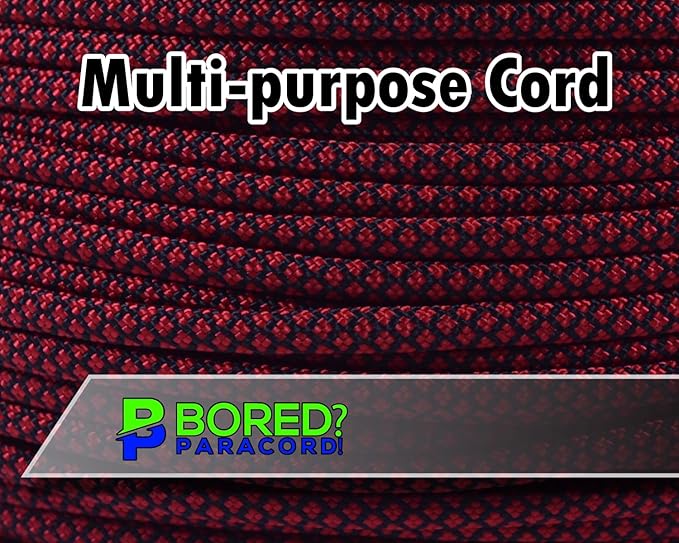 BORED? PARACORD! 550 lb Paracord - Ideal for Crafting, Camping, DIY Projects, Active & Military Outdoors - Strong Survival Rope - Tactical Parachute Cord Type III - Blood Diamonds 1000 Feet