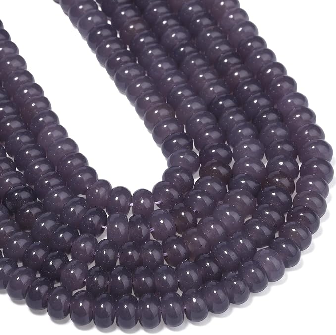 Songxi 5x8mm Natural Grey Chalcedony Stone Rondelle Beads, Gemstone - Image 7