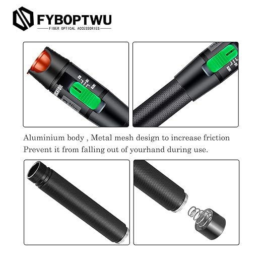 Fiber Optic Cable Troubleshoot Kit - 1pc Visual Fault Locator & FC to LC Adapter & 1pc LC, SC, ST, FC Coupler & 3 Short Patch Cords (Mode Number: VFL-30)