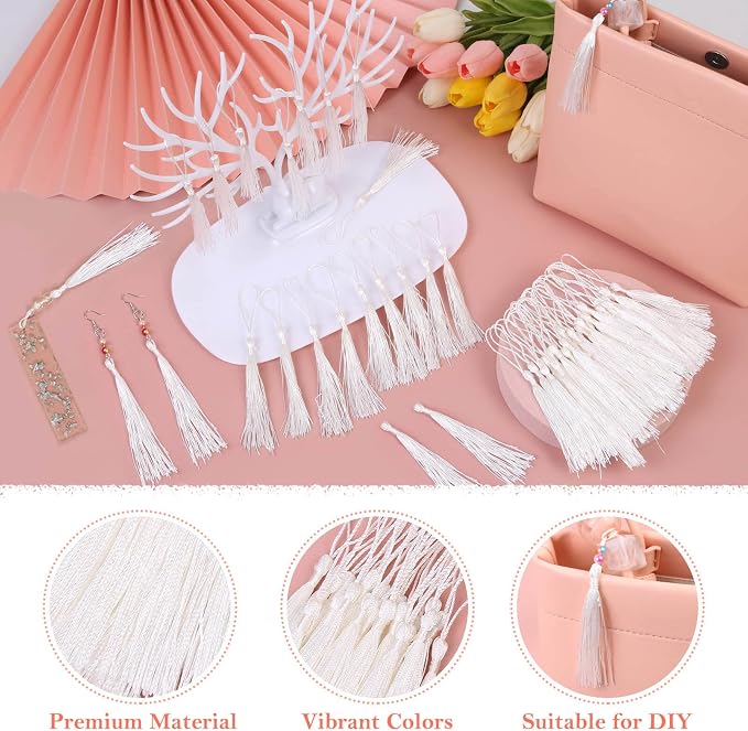 Bookmark Tassels Bulk, Cridoz 50Pcs Small Tassels Silky Handmade Soft Craft - Image 5