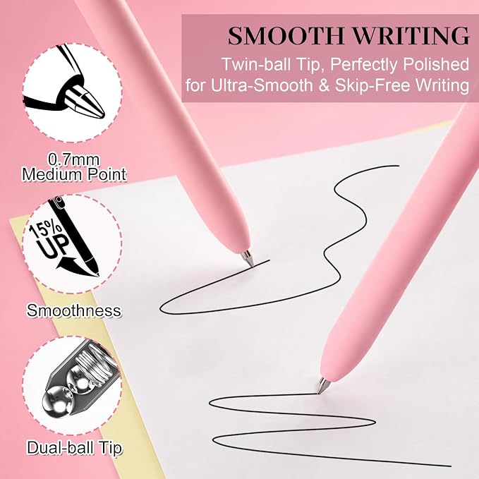 Fenmay 8 Pcs Gel Pens with Black & Pink Ink, 0.7mm Fine Point Smooth Writing - Image 3