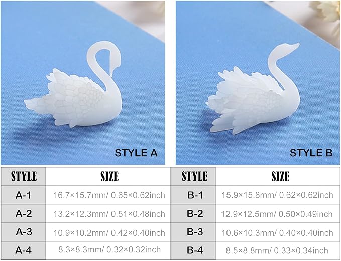 Woohome 14 PCS 3D Jewelry Making Supplies Resin Mould Filler, Mini Swan - Image 4