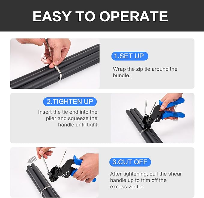 Stainless Steel Cable Tie Gun Set - With 150pcs Heavy Duty Cable Ties，Special Tool For Fastening And Cutting Metal Zip Ties-for Chain Link Fence Parts, Wire Fence Rolls,Exhaust Wrap, Outdoor Fences