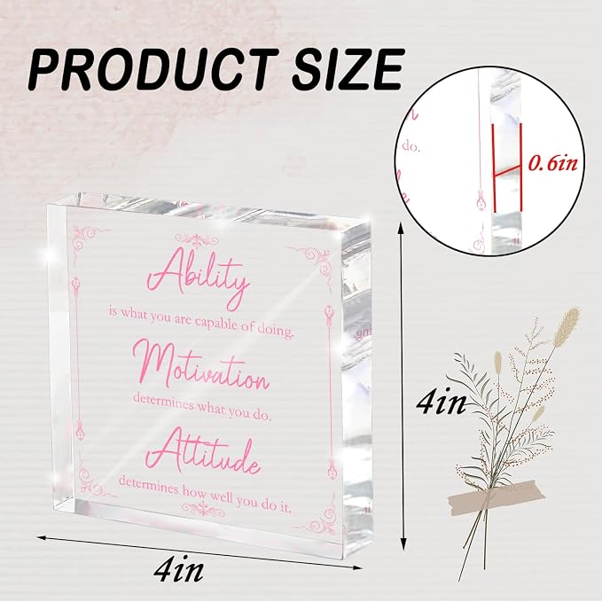 Pink Motivational Acrylic Desktop Sign, 4x4 Inch, Motivational Desktop Decor - Image 2