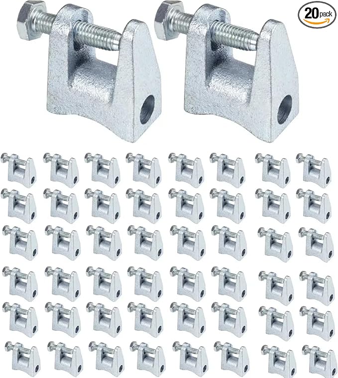 Premium Silver Metal Beam Clamp,20 Pack 3/8"-16 Zinc-Plated Iron Safety C-Clamps with 13/16" Adjustable Jaw Opening for Welding/Carpenter/Building/Household Mount