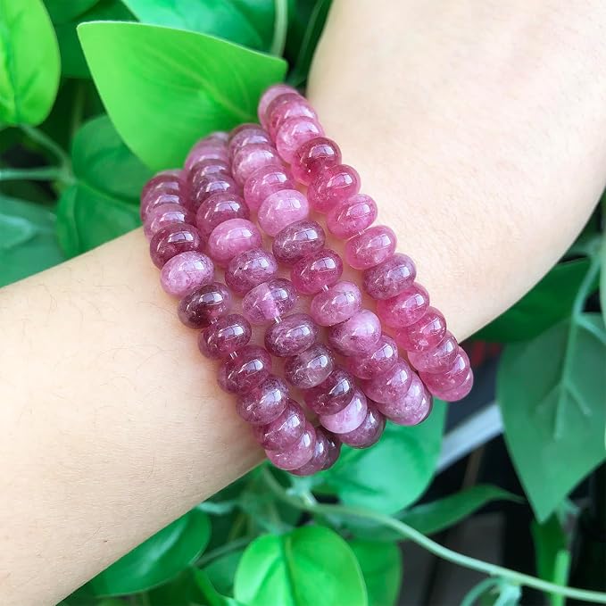 Songxi 5x8mm Natural Pink Colored Jade Stone Rondelle Beads, Gemstone - Image 2