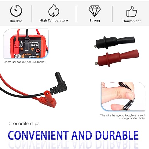 Multimeter Probes 1000V10A Digital Multimeter Test Leads and 2PCS Crocodile Clips