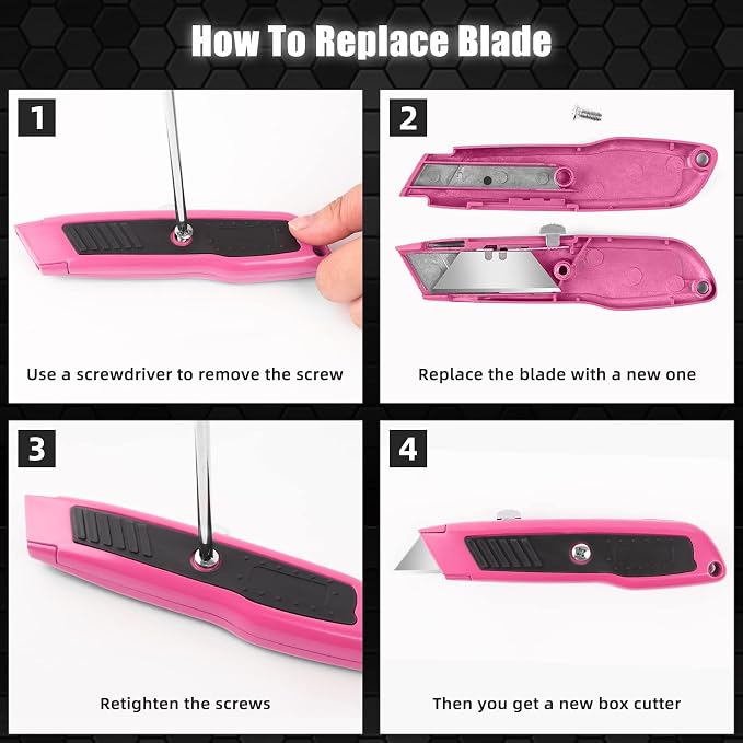 DIYSELF 2 Pack Box Cutter Retractable Heavy Duty Utility Knife, Ergonomic Razor - Image 6