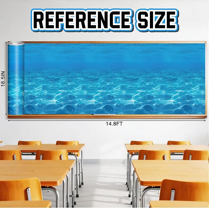 Inkspire Ocean Sea Bulletin Board Paper Roll, 14.8FTx18.5IN Large Reusable - Image 2