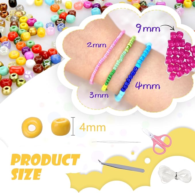 Efivs Arts 6720pcs 48 Colors 4mm Glass Seed Beads Kit - Image 3