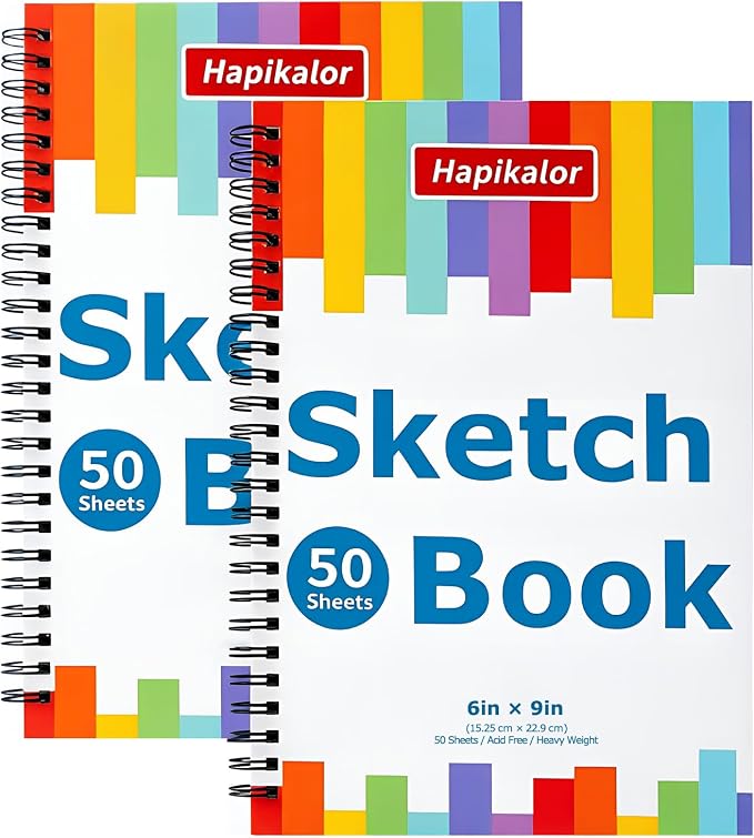 6" x 9" Sketch Book, Spiral Bound Sketch Pad, 50 Sheets 68lb/100gsm Acid-Free - Image 7