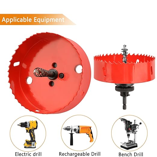 Hole Saw Heavy Duty bit Hex Shank,Hole Saw HSS with Arbor Bi-Metal & Heavy Duty Hole Saw Cutter for Wood Corn Hole Boards Plastic Drywall (φ89)