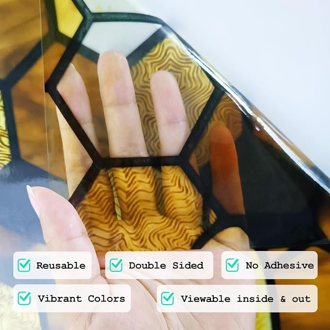 funlife Original Hand-Drawn Faux Stained Glass Window Film, Double-Sided Static - Image 4