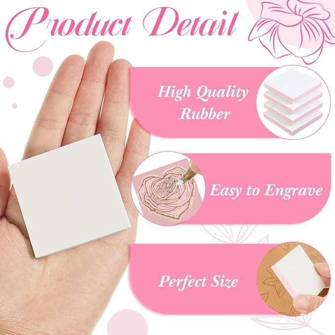 Frienda 24 Pcs 2" x 2" Rubber Carving Blocks Linoleum Blocks - Image 3