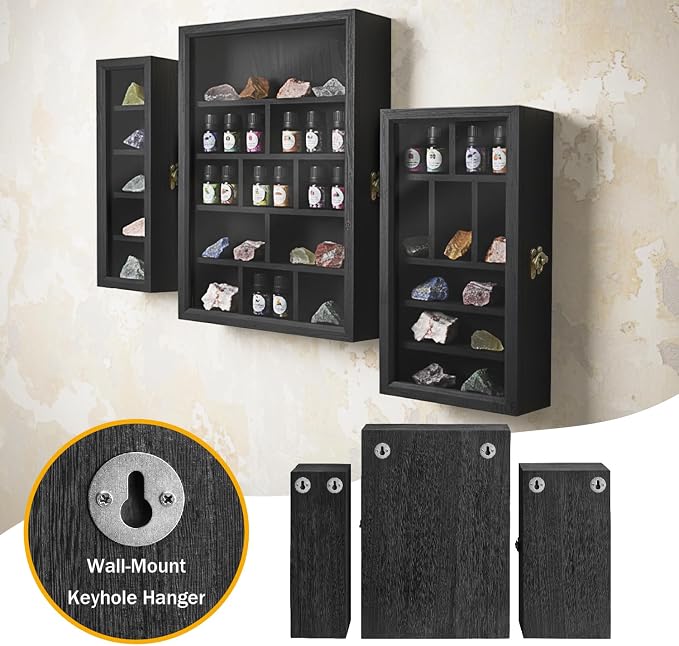 Ikee Design 3 Pcs Set Wall-Mounted Wooden Shadow Cubby Box Display Shelf - Image 4