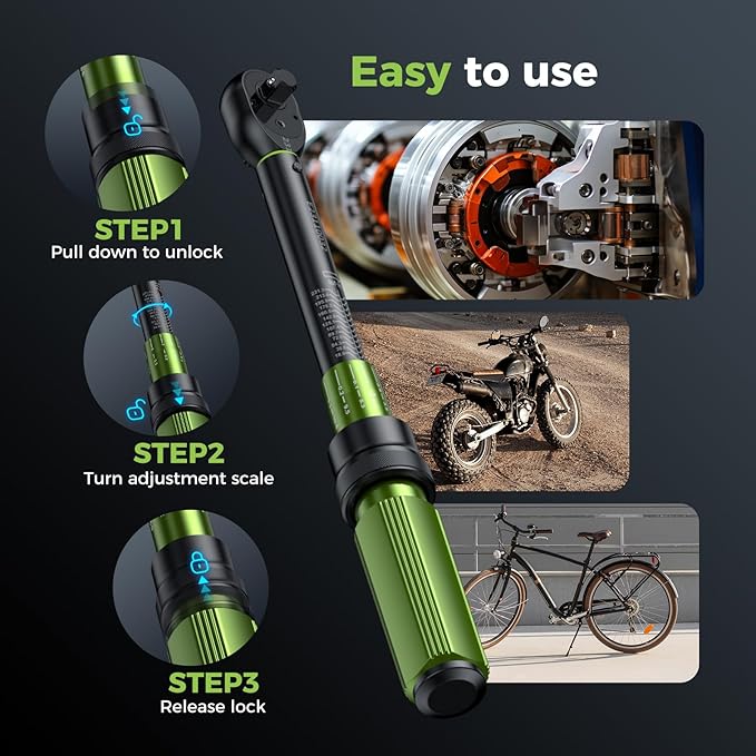 1/4 Torque Wrench with Bike Tire Repair kit, 37Pcs Dual-Range【1-26 Nm/10-231.3 in.lb】±3% Precision Inch Pound Torque Wrench, 72 Tooth Dual-Direction for MTB, E-Bike, Moto Maintenance