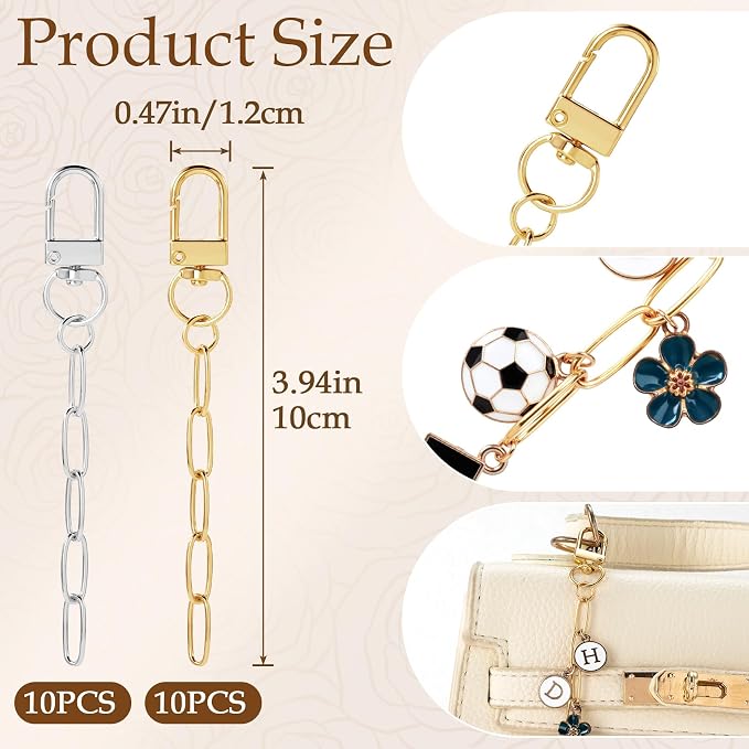 Hzopcw 20pcs Keychain Making Kit, Key Ring Swivel Snap Hook Chains, Alloy - Image 2