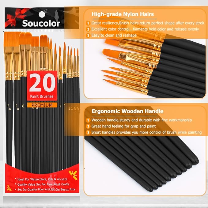 Soucolor Acrylic Paint Brushes Set, Halloween Pumpkin Ceramic Crafts Supplies - Image 7