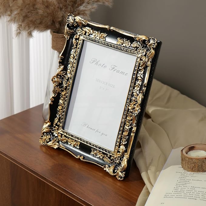 Cuspin 5x7 Picture Frame Black and Gold Frames, Vintage Baroque Handcrafted - Image 7