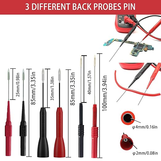 24 Pcs Multimeter Test Leads Set with Alligator Clips, Insulation Piercing Test Clip and Test Probes 1000V 10A CAT III for Fluke, KAIWEETS, INNOVA Multimeter, Voltmeter, Clamp Meter