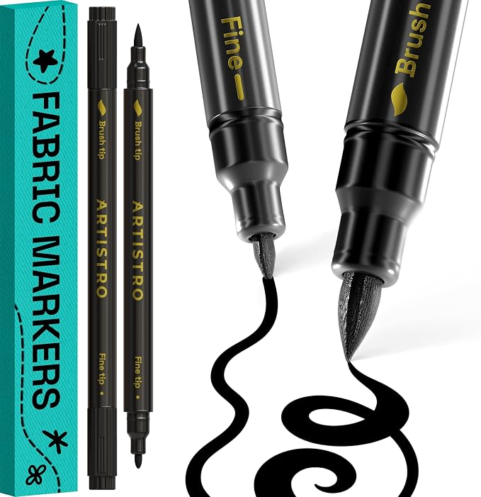 ARTISTRO 2 Black Dual-Tip Fabric Markers by ARTISTRO