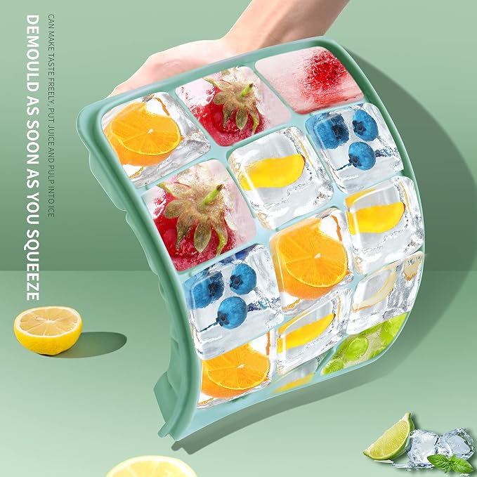 Tvmania Ice Cube Trays Set of 2, 15-Cube Silicone Molds - Image 5