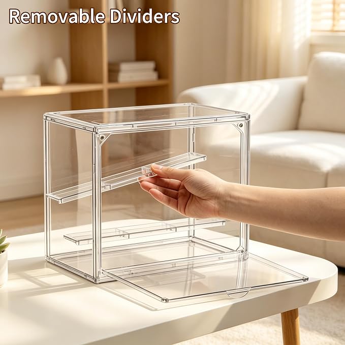Clear Acrylic Display Case, 4 Pack 3 Tier Adjustable Display Box Stand - Image 7