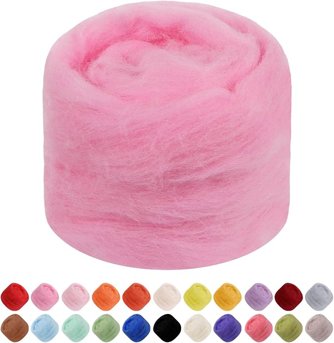 JeogYong Needle Felting Wool, 1.76oz Wool Roving Chunky Wool Yarn, Peach Pink by JeogYong