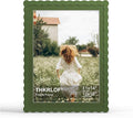 12x16 Picture Frame with Mat for 11x14, Wavy Edge Wooden Real Glass Photo Frame by THKRLOF