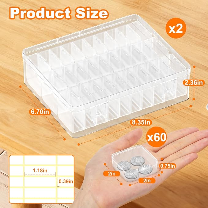 2 Pack 60 Pcs Bead Organizer Box, Craft Storage Box - Image 2