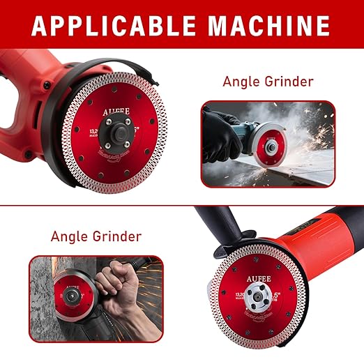 5 Pcs Diamond Saw Blades, 4-1/2'' Tile Cutting Blades for Angle Grinder, Glass Cutting Disc Grinder Blades for Cutting Porcelain Ceramic Granite Marble (Red)