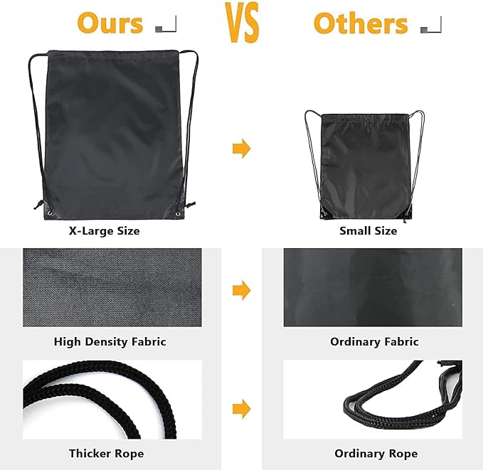 BeeGreen Black Drawstring Backpack Bags Bulk 2 Pack X-Large 22.4" L x 17.5" W - Image 4
