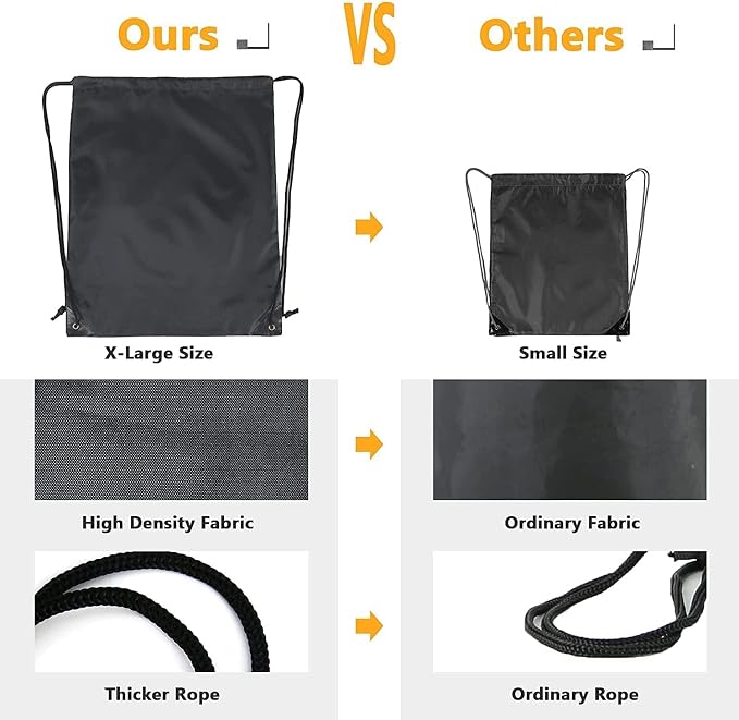 BeeGreen Black Drawstring Backpack Bags Bulk 10 Pack Cinch Sackpack X-Large - Image 5