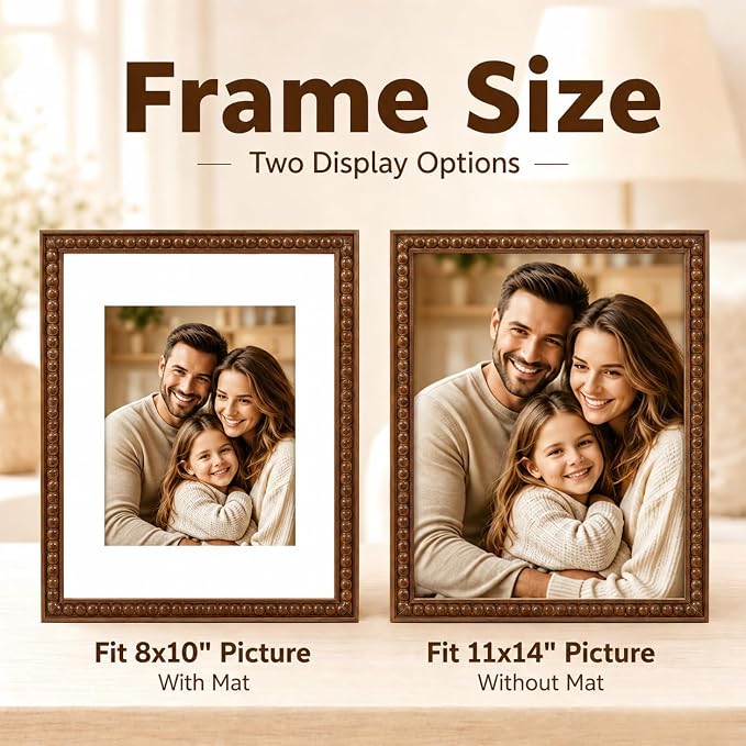 Solid Wood 11x14 Picture Frame Beaded Frame - Image 3