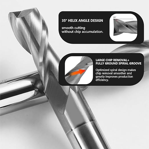 3PCS 3/8" Micrograin Carbide Square End Mill Set 2 Flute HRC 55 AlTiN Coating End Milling Bits for Milling Alloy Steels, Hardened Steel, CNC Router Bits