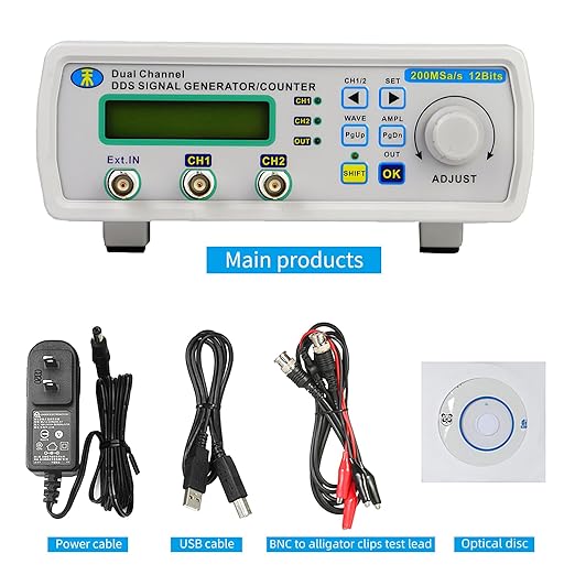 Koolertron DDS Signal Generator Counter, 2" Screen Display 25MHz High Precision Dual-Channel Arbitray Waveform Generator Frequency Meter 200MSa/s