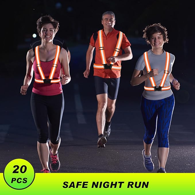 Hercicy 12 Pcs Reflective Vest High Visibility Safety Vests, Adjustable Bright Neon Lightweight Strap Gear (Orange)