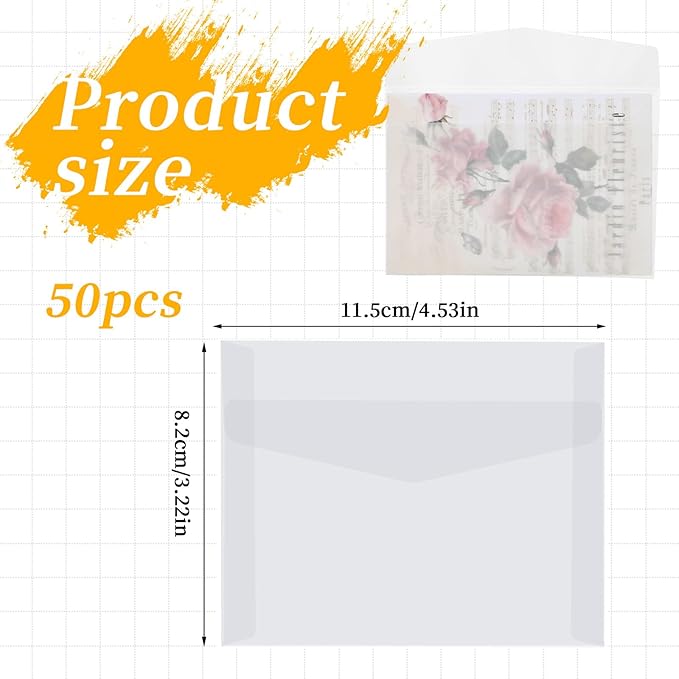 50 PCS Glassine Envelopes 4.5 × 3.2" Translucent Envelope Small Clear Envelope - Image 2