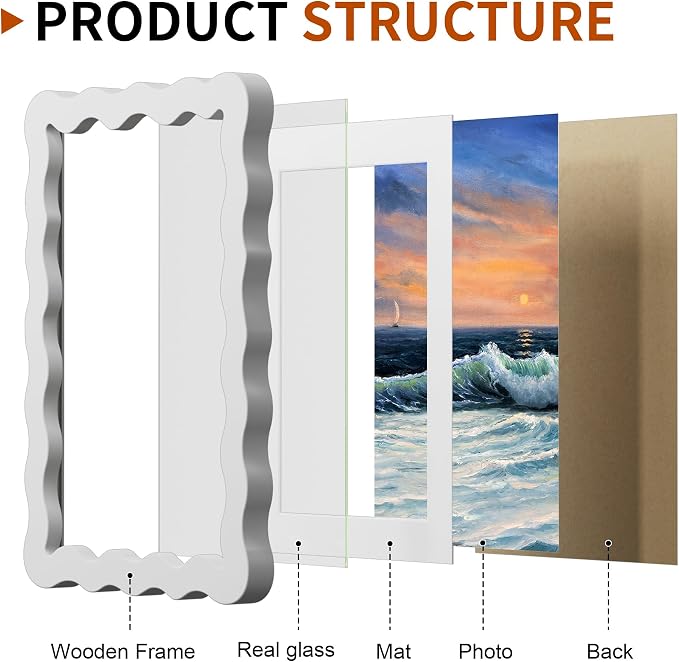 5x7 Wavy Picture Frame With Mat - Image 4