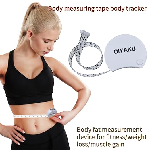 Tape Measure for Body Measurement 60Inch Window Reading & Ergonomic Curve Design Soft Flexible Sewing Tape with Lock Pin Weight Loss Fitness Muscle Building Medical Nursing Dual Scale (White)