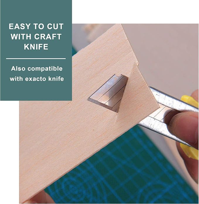 CRAFTIFF Balsa Wood Sheets Unfinished Thin Wood Pieces - Image 4