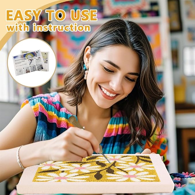 Doodlream Daisy Flowers DIY Punch Needle Embroidery Kit - Image 3