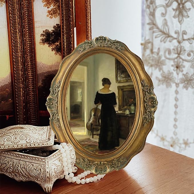 SIKOO Vintage Picture Frames 5x7 Oval Picture Frame Tabletop and Wall Mount - Image 2