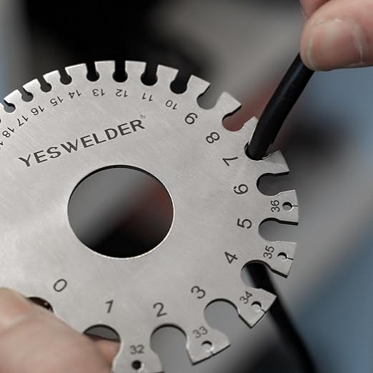 YESWELDER Round Dual Sided Metal Sheet Gage & Metal Sheet Thickness Gauge 2pcs Stainless Steel Wire Welding Gauge 2-Packs
