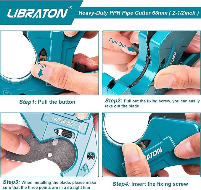 Libraton PVC Pipe Cutter, Up to 2-1/2", Ratchet Pipe Cutter Heavy-Duty, Pex Cutting Tool for Cutting PEX, PVC, PPR Plastic Hoses and Plumbing Pipe