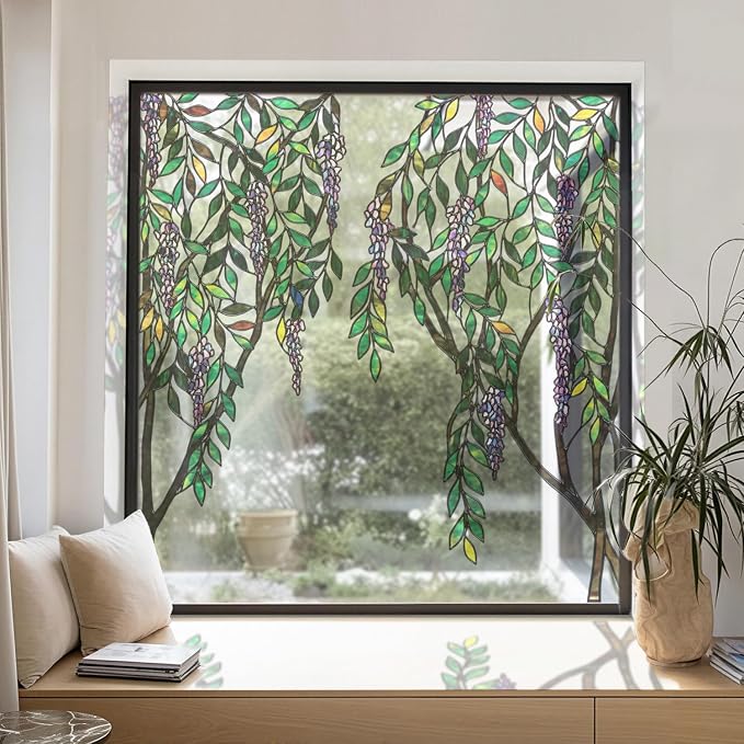 Original Hand Drawn Stained Glass Window Hanging Cling, 38.58"X39.37" - Image 6