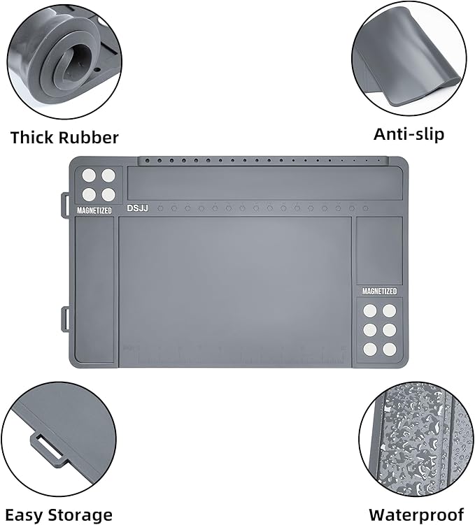 Gun Cleaning Mat, Premium Magnetic Pad With Organizer Parts Tray, Anti-Slip Rubberized Pistol Mat, Protective Workbench Mat for Gun Cleaning (16.5"x 10.43")