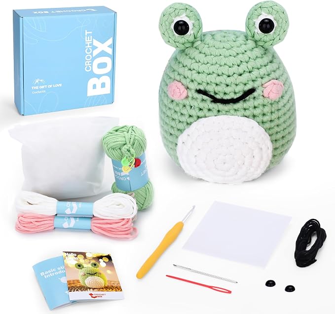 Crochet Kit for Beginners: Frog Crochet Kit for Adults, Learn to Crochet by CROCHETBOX